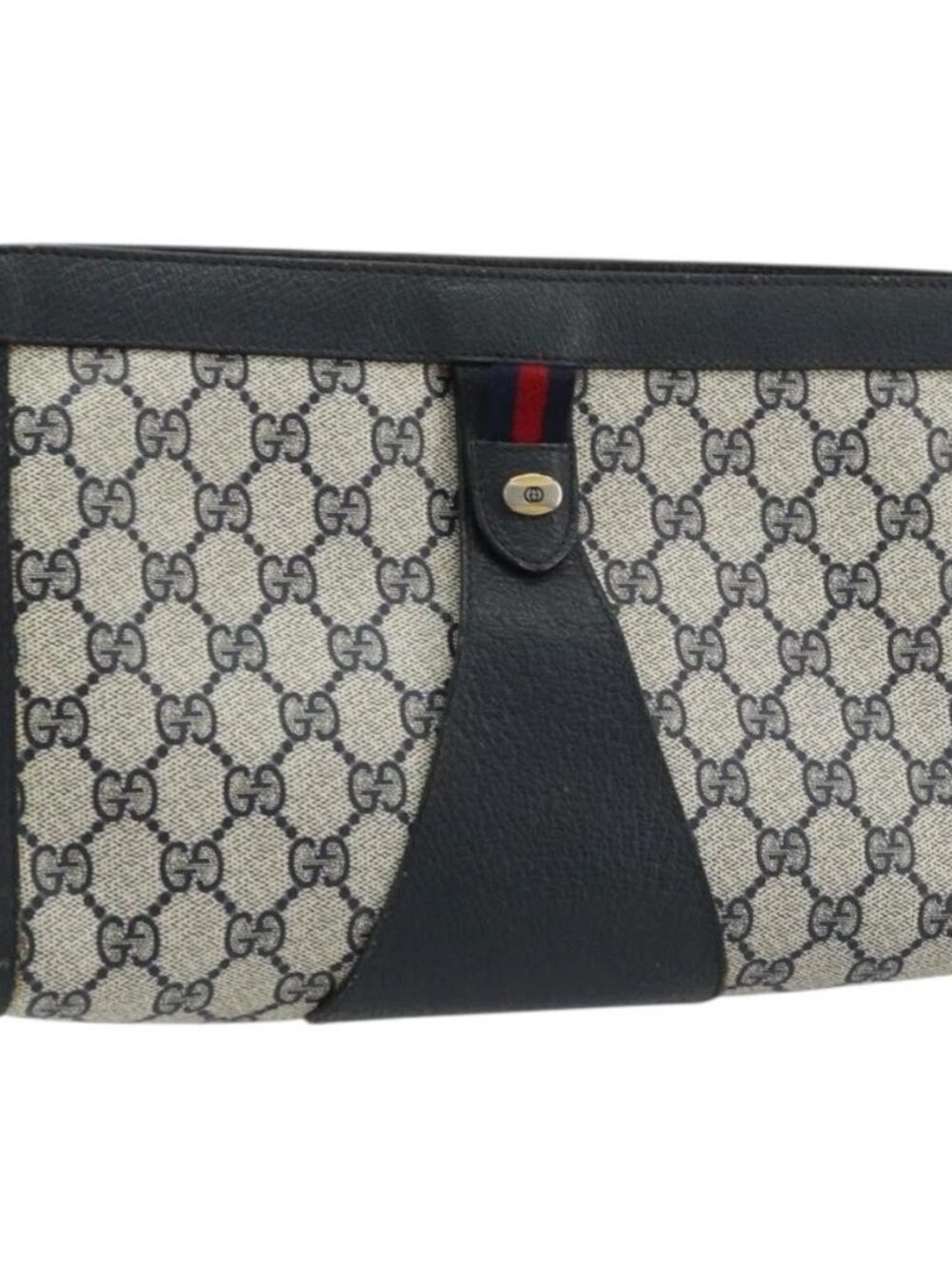GUCCI GG Supreme Sherry Line Clutch Bag PVC Navy 89 01 033 Auth 175774 - Picture 2 of 16